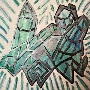 Original 16x20 Canvas Painting - Crystals